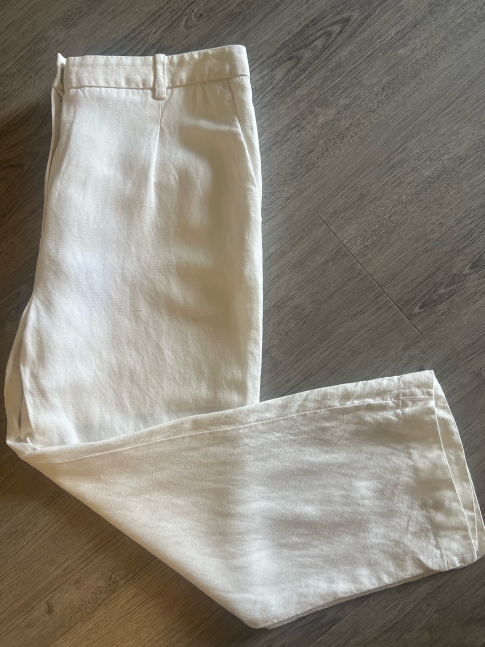 H&M Off-White Linen-Blend Cropped Trousers | Workwear
